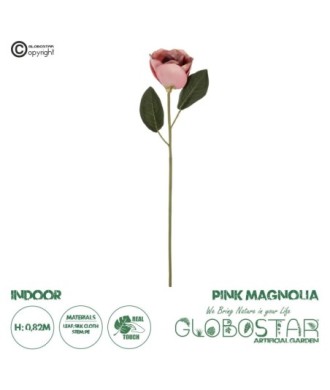 GloboStar® Artificial Garden PINK MAGNOLIA 21426 Τεχνητό Διακοσμητικό Κλαδί Ροζ Μανόλια Μ16 x Π10 x Υ82cm